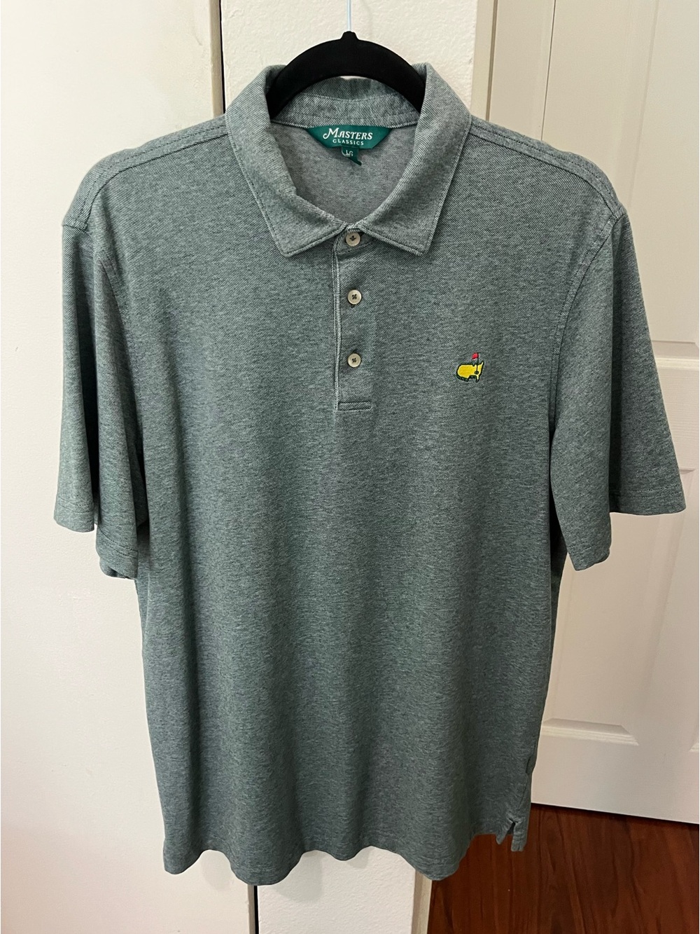 Masters Men's Green Polo with Yellow & Green Logo